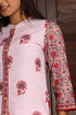 Cambric Cotton Button Down Kurta In Zigzag And Floral Block Print